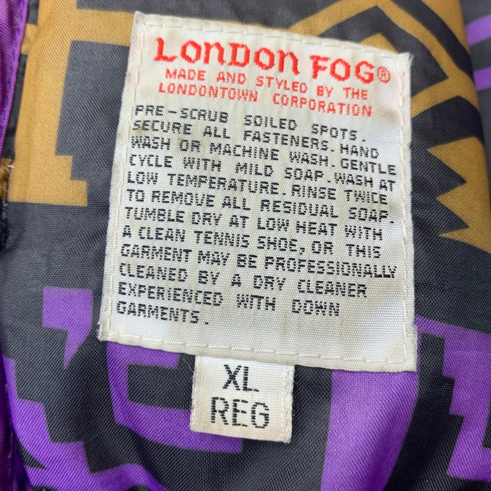 Vintage 80s‎ London Fog Jacket XL Multicolor Aztec Pattern Removable Liner - Picture 9 of 11